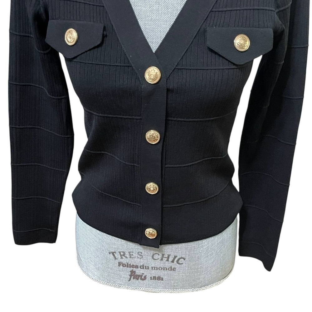 MAEVE By Anthropologie Collared Cardigan Sweater Women's Size XXS Black - Picture 7 of 13